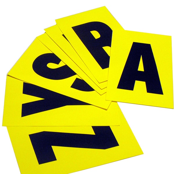 Lettere adesive da A a Z - 230x140 mm - 1 et/fg - 26 fogli - nero/giallo - Beaverswood - conf.26 etichette