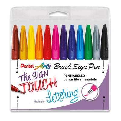 Pennarello Brush Sign Pen - colori assortiti - Pentel - confezione 12 pezzi