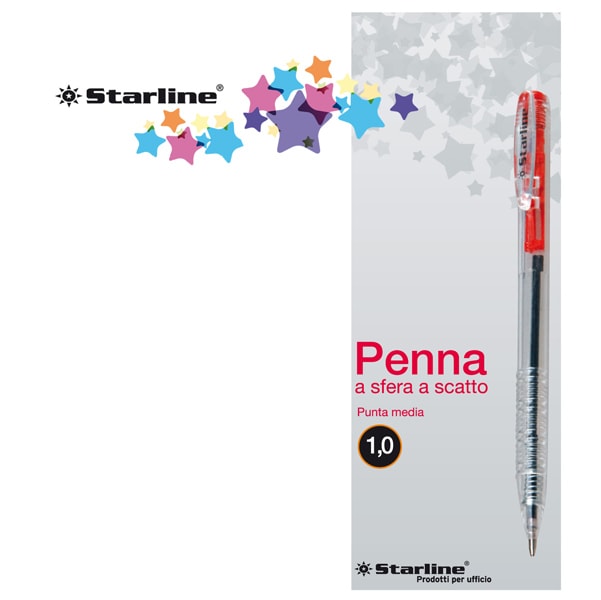 Penna a sfera a scatto - 1,0mm - rosso - Starline - conf.20 pezzi