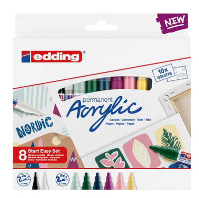 Marcatore permanente acrilico Start Easy Set Nordic - colori assortiti - Edding - confezione 8 pezzi
