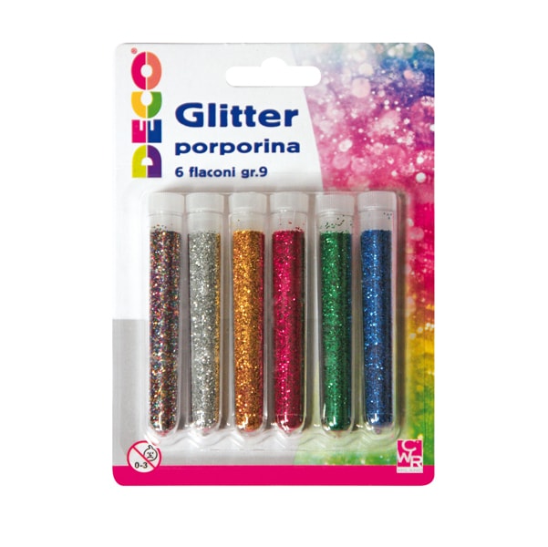 Glitter grana fine 12ml - colori assortiti - CWR - blister 5 flaconi