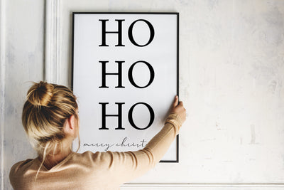 Poster stampa Christmas "Ho Ho Ho" A4 su cartoncino bianco 200 gr