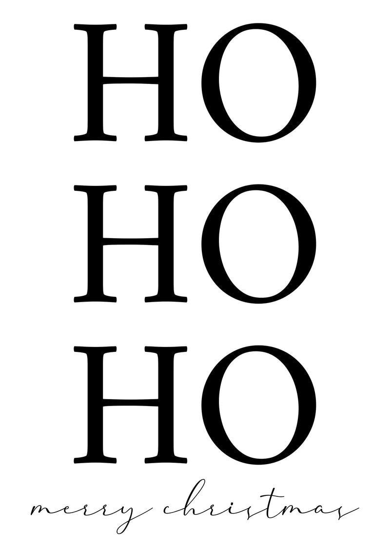 Poster stampa Christmas "Ho Ho Ho" A4 su cartoncino bianco 200 gr