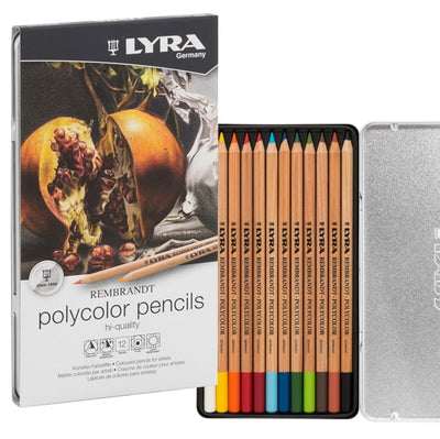 Pastelli colorati Rembrandt Polycolor - 3,7 mm - colori assortiti - Lyra - astuccio in metallo 12 pezzi