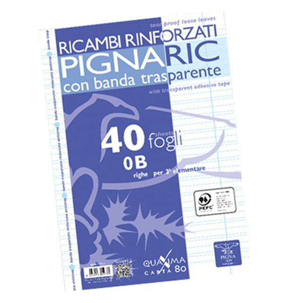 Ricambi forati rinforzati Pignaric - A4 - 40 fogli - 80gr - Pigna