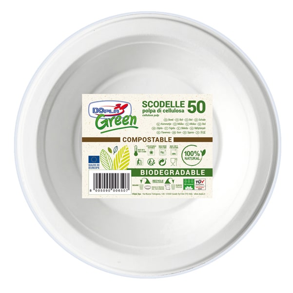 Scodelle biodegradabili - diametro 175mm - Dopla Green - conf. 50 pezzi