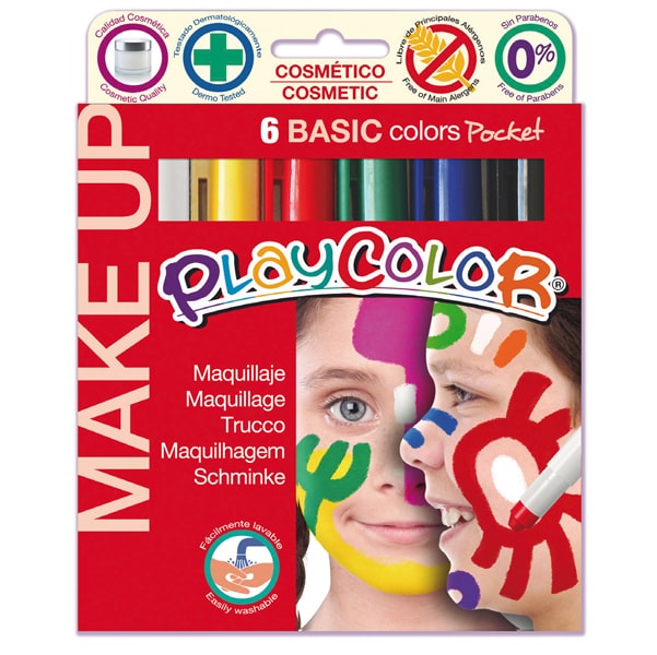 Tempera solida Make Up - cosmetica - Playcolor - astuccio 6 colori brillanti