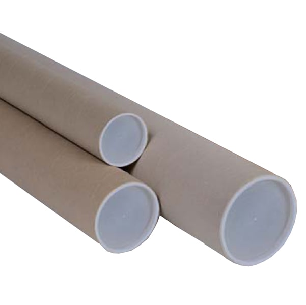 Tubo in cartone avana - doppio tappo trasparente - H 70 cm - diametro 10 cm - Polyedra